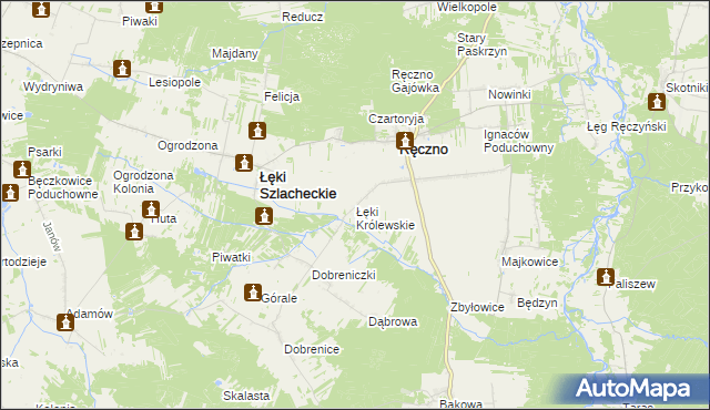 mapa Łęki Królewskie, Łęki Królewskie na mapie Targeo