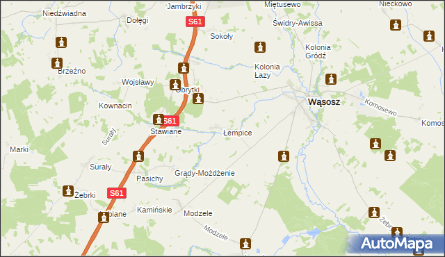 mapa Łempice gmina Wąsosz, Łempice gmina Wąsosz na mapie Targeo