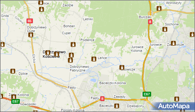 mapa Leńce, Leńce na mapie Targeo