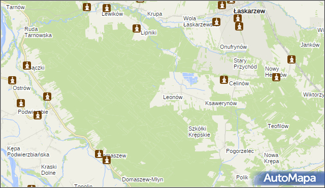 mapa Leonów gmina Maciejowice, Leonów gmina Maciejowice na mapie Targeo