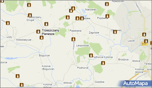 mapa Leopoldów gmina Trzeszczany, Leopoldów gmina Trzeszczany na mapie Targeo