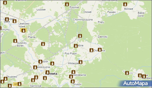 mapa Leśna gmina Narewka, Leśna gmina Narewka na mapie Targeo