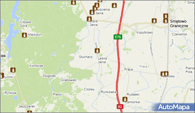 mapa Leśna Jania, Leśna Jania na mapie Targeo