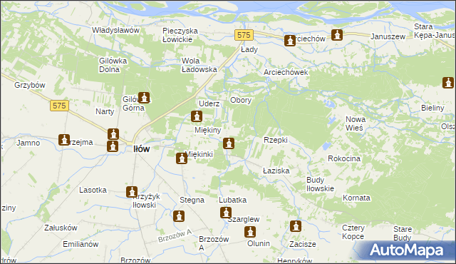 mapa Leśniaki gmina Iłów, Leśniaki gmina Iłów na mapie Targeo