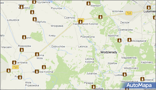 mapa Leśnica gmina Wodzierady, Leśnica gmina Wodzierady na mapie Targeo