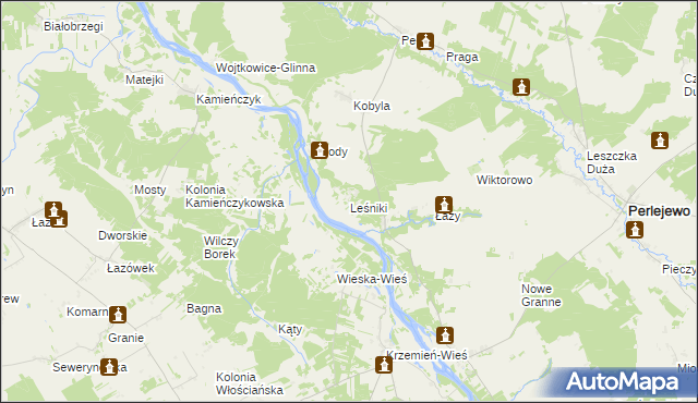 mapa Leśniki gmina Perlejewo, Leśniki gmina Perlejewo na mapie Targeo