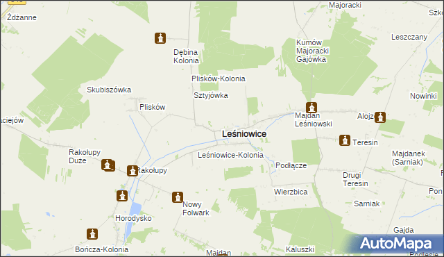 mapa Leśniowice, Leśniowice na mapie Targeo