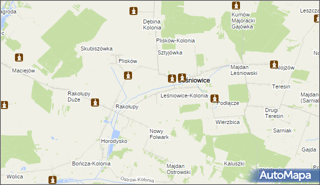 mapa Leśniowice-Kolonia, Leśniowice-Kolonia na mapie Targeo