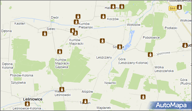 mapa Leszczany gmina Żmudź, Leszczany gmina Żmudź na mapie Targeo