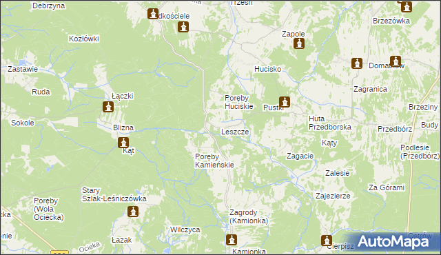 mapa Leszcze gmina Niwiska, Leszcze gmina Niwiska na mapie Targeo