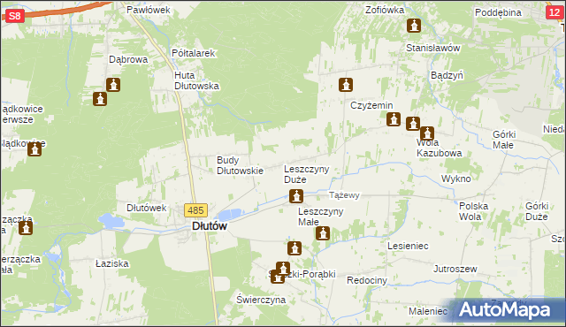 mapa Leszczyny Duże, Leszczyny Duże na mapie Targeo