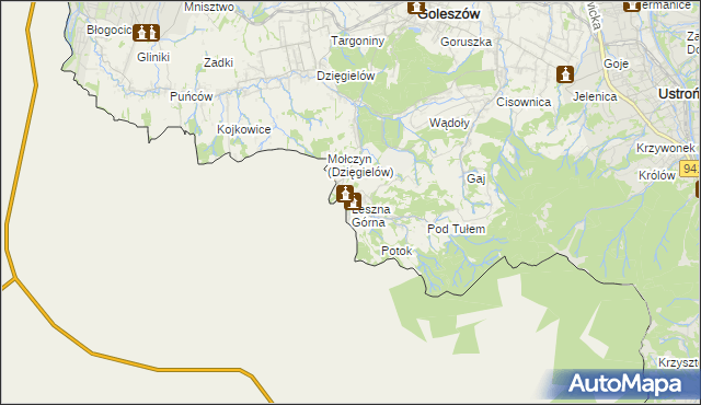 mapa Leszna Górna, Leszna Górna na mapie Targeo