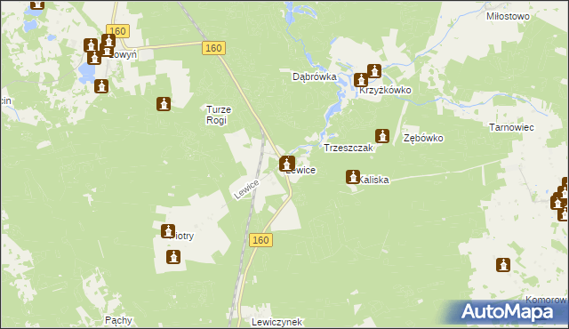 mapa Lewice gmina Międzychód, Lewice gmina Międzychód na mapie Targeo