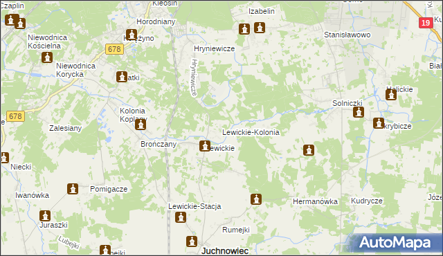 mapa Lewickie-Kolonia, Lewickie-Kolonia na mapie Targeo