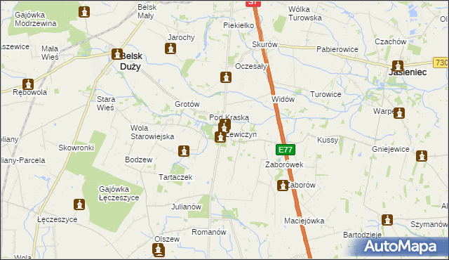 mapa Lewiczyn gmina Belsk Duży, Lewiczyn gmina Belsk Duży na mapie Targeo