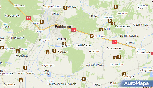 mapa Łężki-Parcel, Łężki-Parcel na mapie Targeo