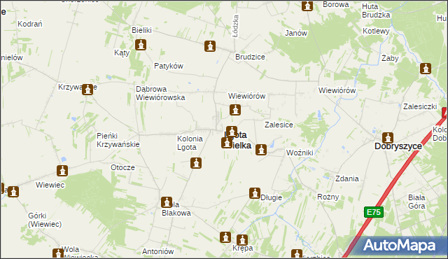 mapa Lgota Wielka powiat radomszczański, Lgota Wielka powiat radomszczański na mapie Targeo