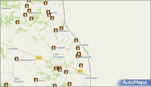 mapa Lichosielce, Lichosielce na mapie Targeo