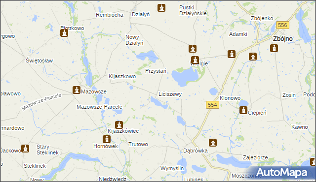 mapa Liciszewy, Liciszewy na mapie Targeo