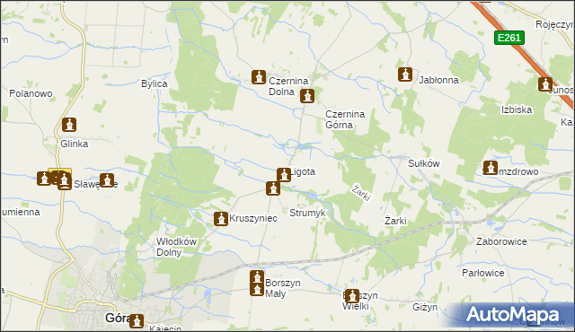 mapa Ligota gmina Góra, Ligota gmina Góra na mapie Targeo