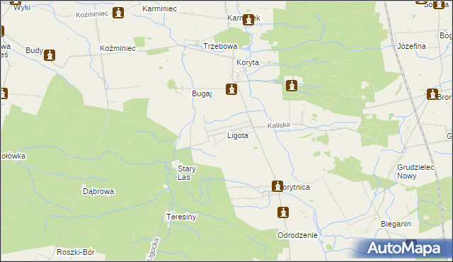 mapa Ligota gmina Raszków, Ligota gmina Raszków na mapie Targeo