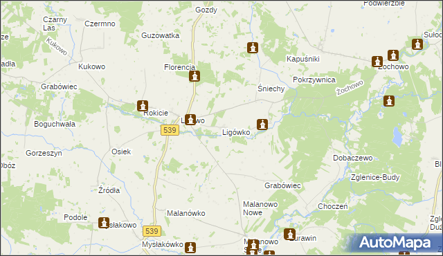 mapa Ligówko, Ligówko na mapie Targeo