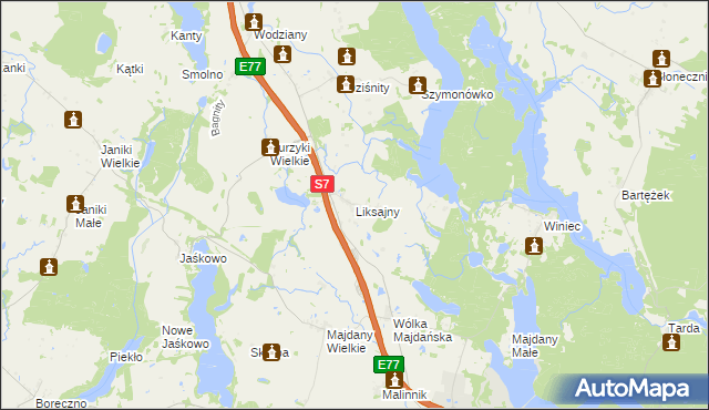 mapa Liksajny, Liksajny na mapie Targeo