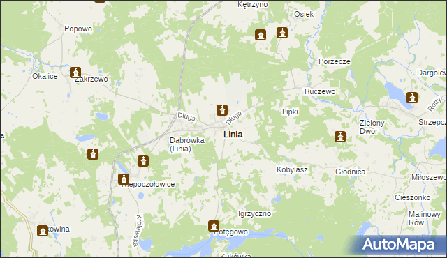 mapa Linia powiat wejherowski, Linia powiat wejherowski na mapie Targeo