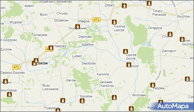 mapa Lipicze-Olendry, Lipicze-Olendry na mapie Targeo