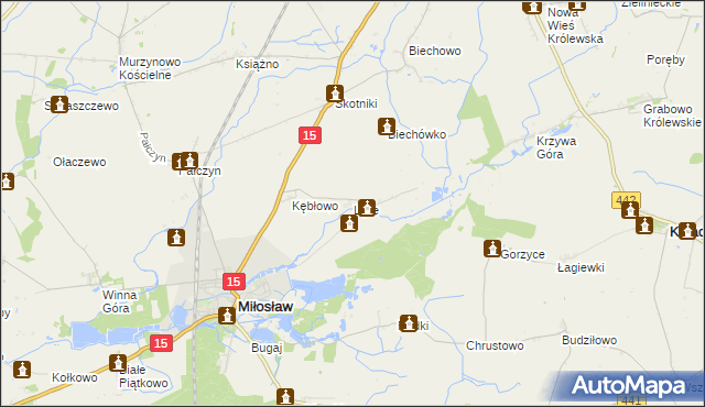 mapa Lipie gmina Miłosław, Lipie gmina Miłosław na mapie Targeo