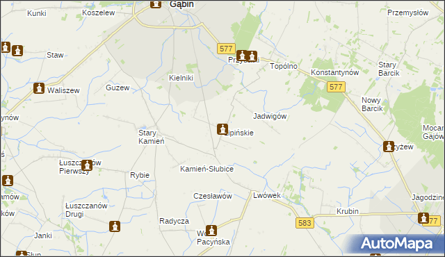 mapa Lipińskie gmina Gąbin, Lipińskie gmina Gąbin na mapie Targeo