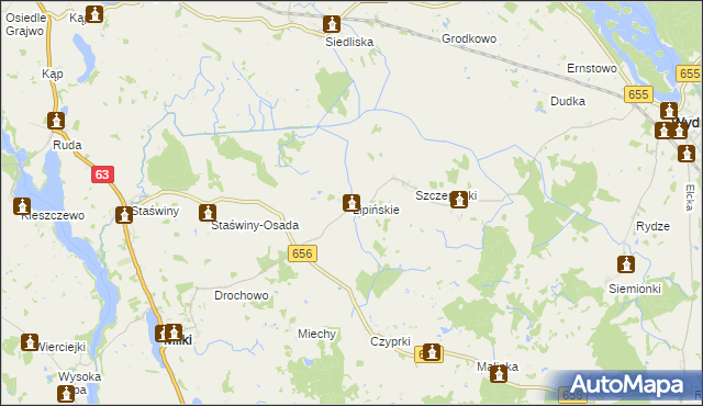 mapa Lipińskie gmina Miłki, Lipińskie gmina Miłki na mapie Targeo