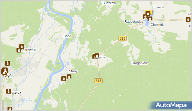 mapa Lipiny gmina Nowa Sól, Lipiny gmina Nowa Sól na mapie Targeo