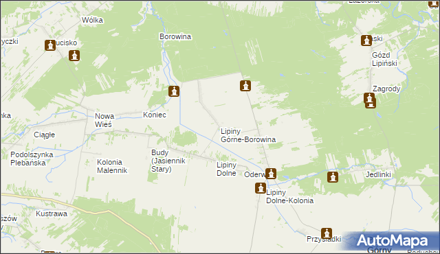 mapa Lipiny Górne-Borowina, Lipiny Górne-Borowina na mapie Targeo