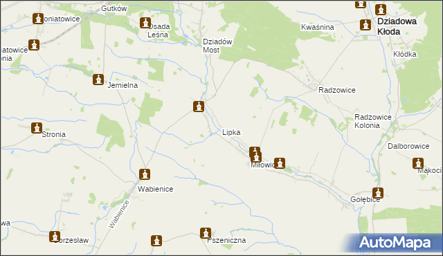 mapa Lipka gmina Dziadowa Kłoda, Lipka gmina Dziadowa Kłoda na mapie Targeo