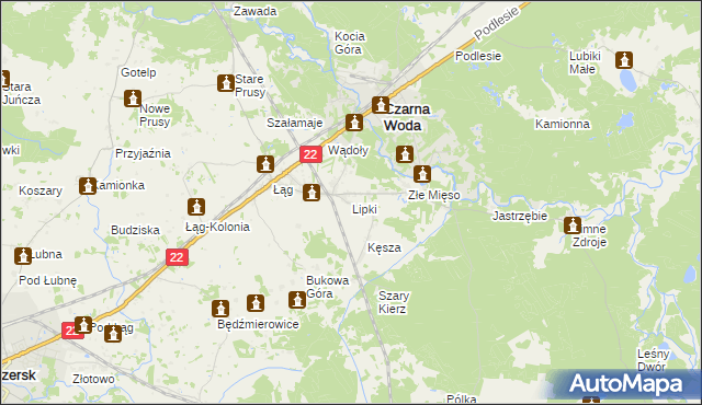 mapa Lipki gmina Czersk, Lipki gmina Czersk na mapie Targeo