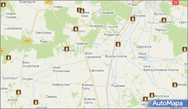 mapa Lipki gmina Poddębice, Lipki gmina Poddębice na mapie Targeo