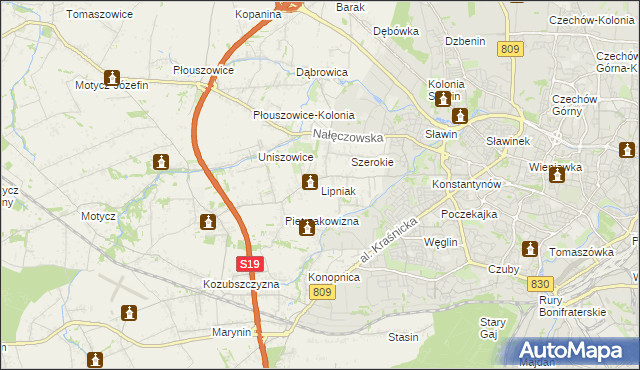 mapa Lipniak gmina Konopnica, Lipniak gmina Konopnica na mapie Targeo