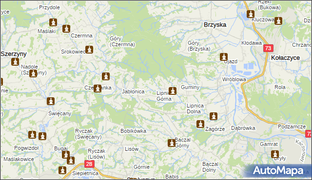 mapa Lipnica Górna gmina Skołyszyn, Lipnica Górna gmina Skołyszyn na mapie Targeo