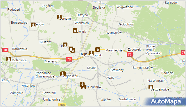 mapa Lipnik gmina Kije, Lipnik gmina Kije na mapie Targeo