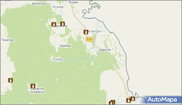 mapa Lipniki gmina Dubienka, Lipniki gmina Dubienka na mapie Targeo