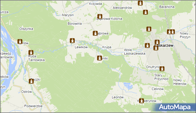 mapa Lipniki gmina Łaskarzew, Lipniki gmina Łaskarzew na mapie Targeo