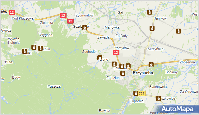 mapa Lipno gmina Przysucha, Lipno gmina Przysucha na mapie Targeo