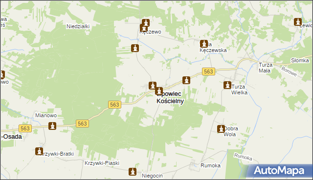 mapa Lipowiec Kościelny, Lipowiec Kościelny na mapie Targeo