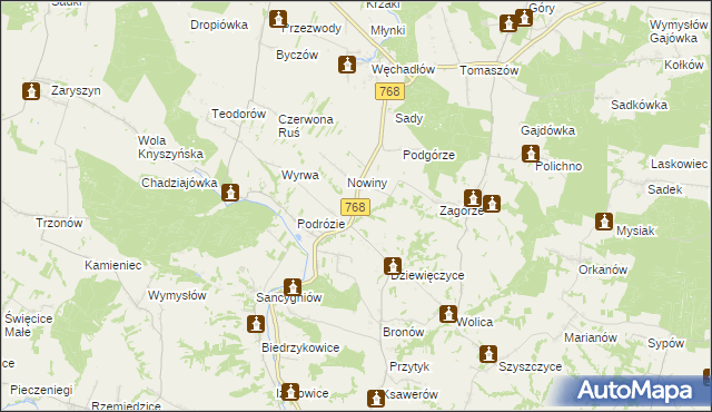 mapa Lipówka gmina Działoszyce, Lipówka gmina Działoszyce na mapie Targeo