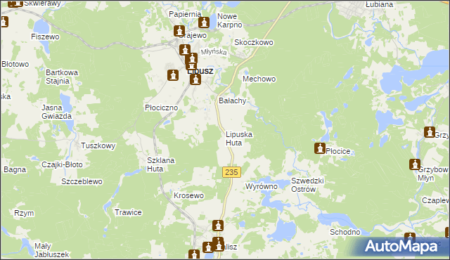 mapa Lipuska Huta, Lipuska Huta na mapie Targeo