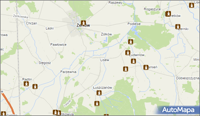 mapa Lisew, Lisew na mapie Targeo
