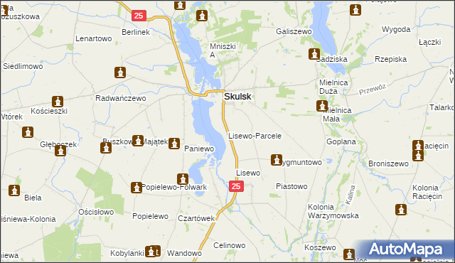 mapa Lisewo-Parcele, Lisewo-Parcele na mapie Targeo