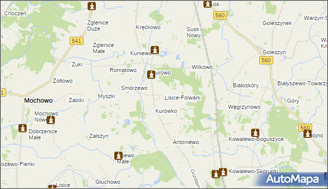 mapa Lisice-Folwark, Lisice-Folwark na mapie Targeo