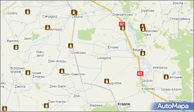 mapa Lisiogóra, Lisiogóra na mapie Targeo